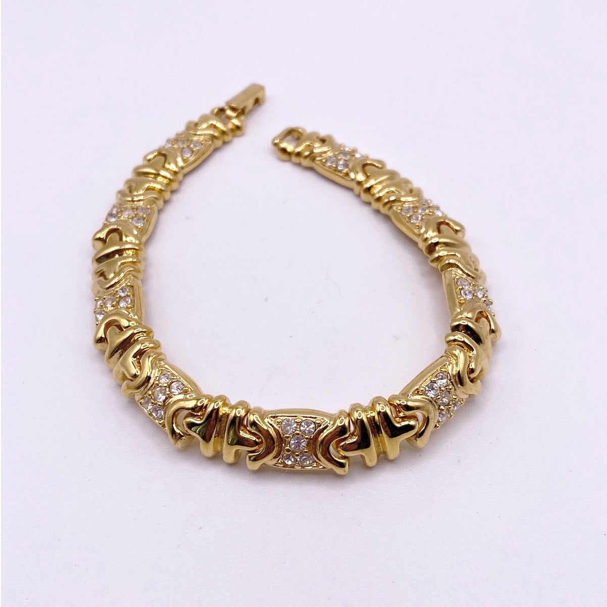 Joan Rivers Gold Tone Tennis Bracelet with Rhinestones Size 8”