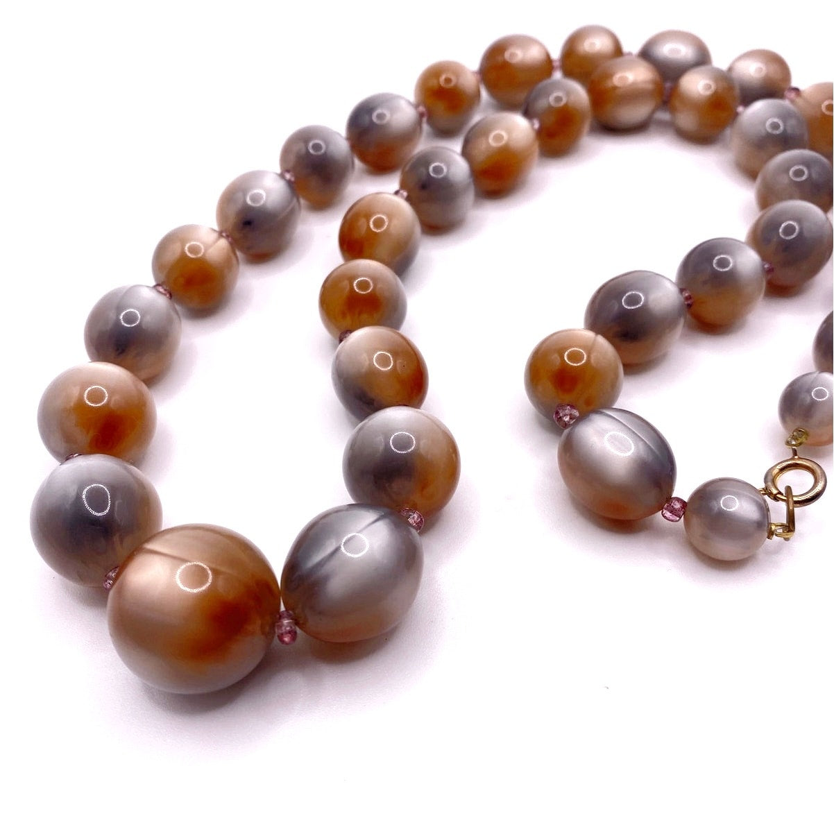 Vintage Moon Glow Lucite Iridescent Beautiful Gradient Beads 24”