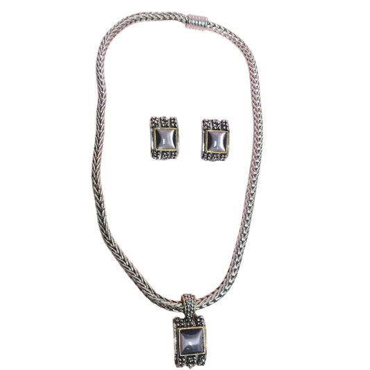 Retro Necklace and Earrings Set Tiger Eye Stone