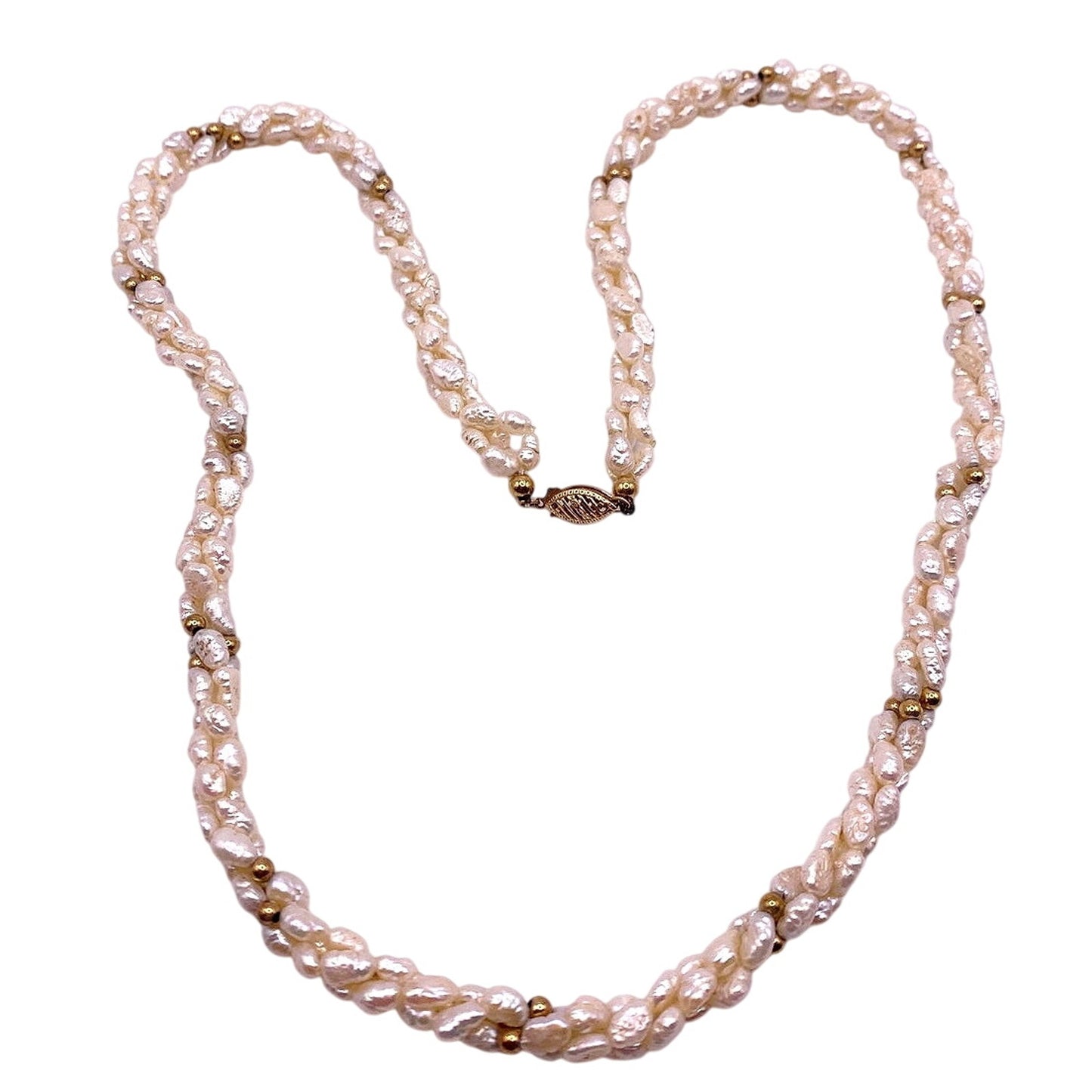 14k and Rice Pearls Necklace 22”  Long