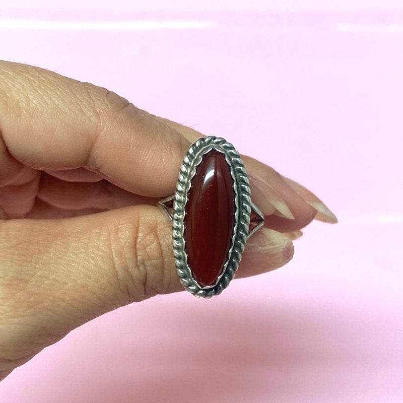 Carnelian and Sterling Silver Navajo Ring
