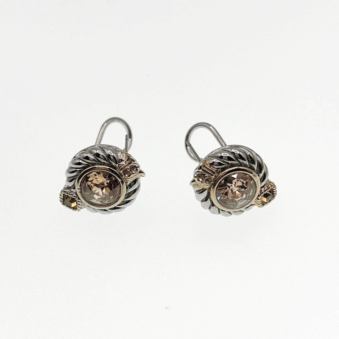 Retro Silver Tone Cubic Zirconia Citrine Stones