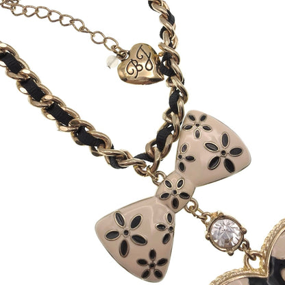 Betsey Johnson Vintage Heart and Bow Long Necklace 32”