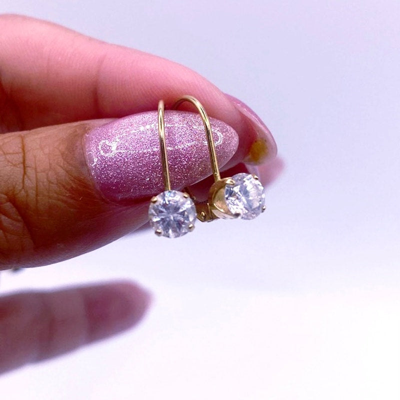 14k Laverback Earrings with CZ Crystal