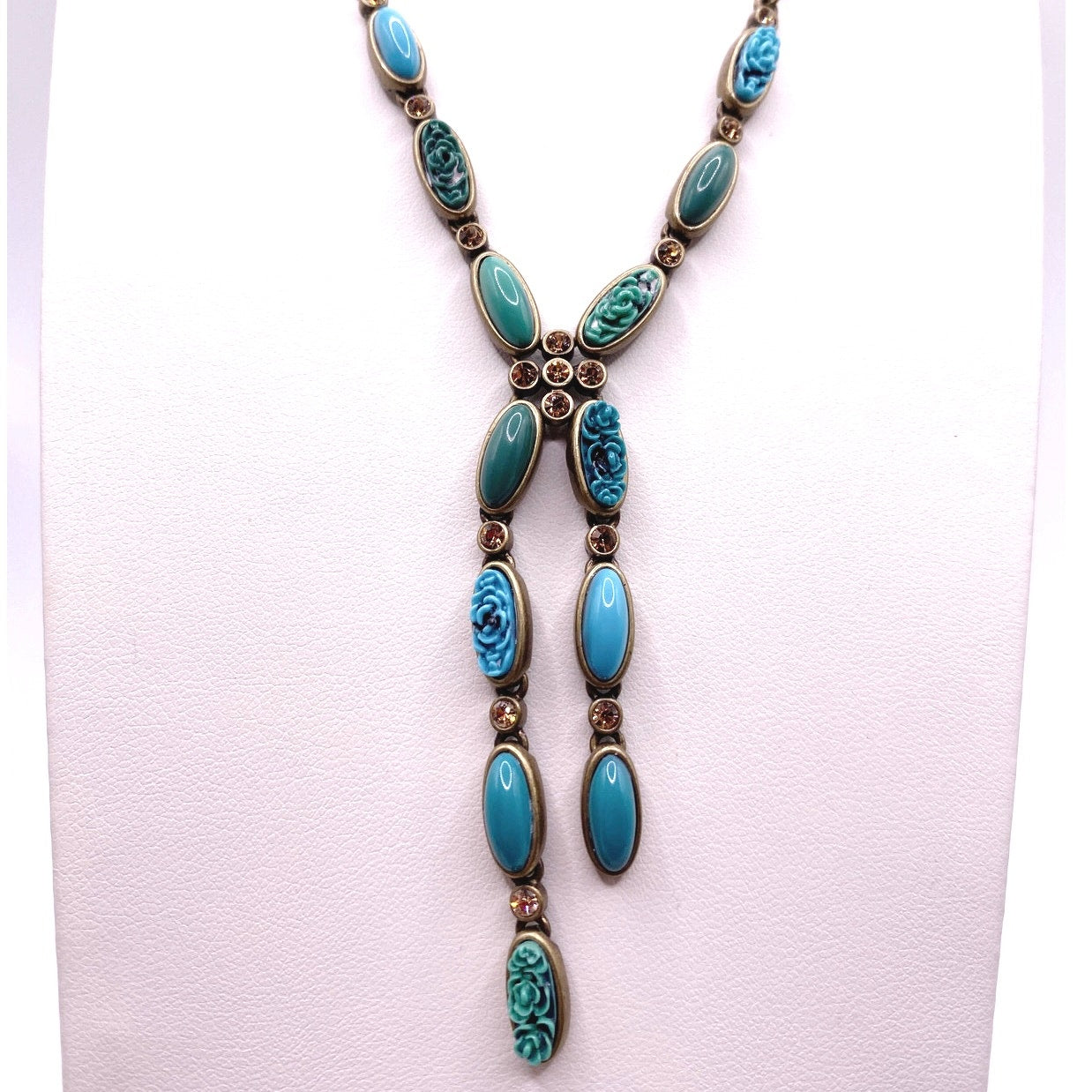 Vintage Liz Claiborne Turquoise Blue Tone Y Necklace