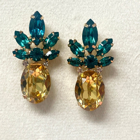Pineapple Rhinestone Stud Earrings