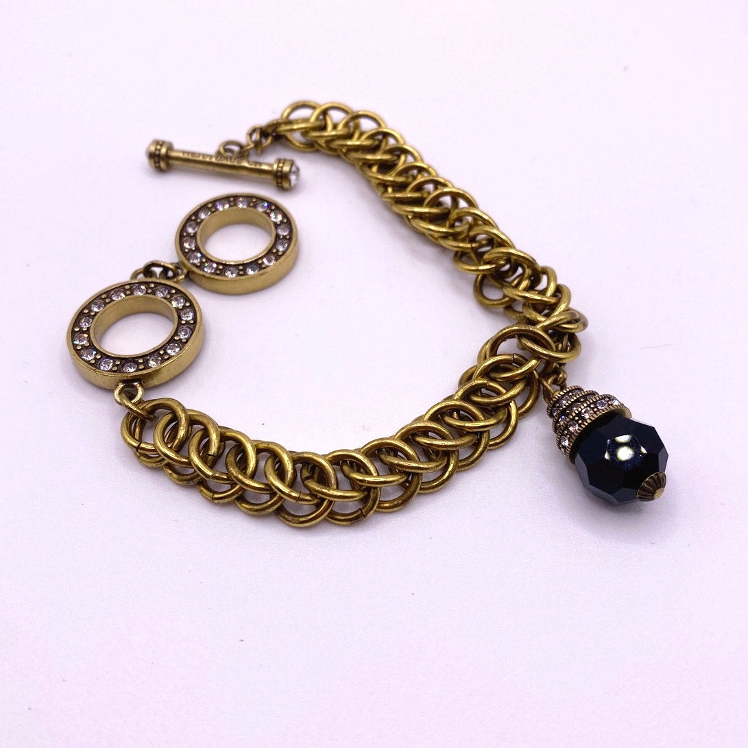 Heidi Daus Bracelet Black Crystal Charm Toggle Closure