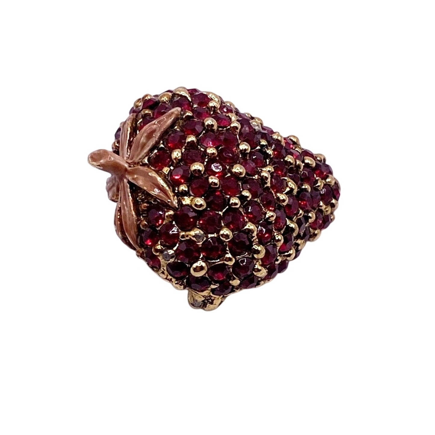 Vintage Strawberry Ruby Red Crystals Brooch