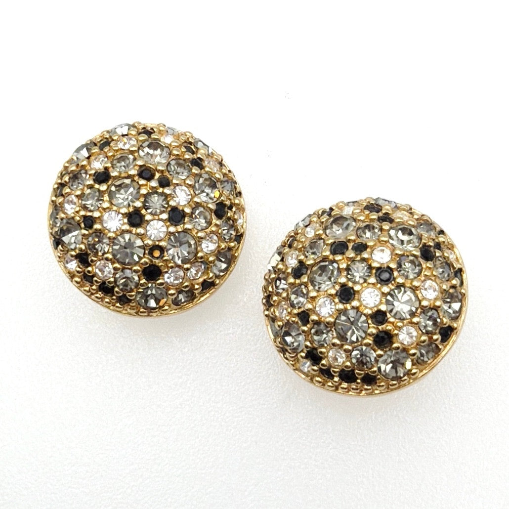 Swarovski Signed Vintage Clip On Earrings Pave Crystals