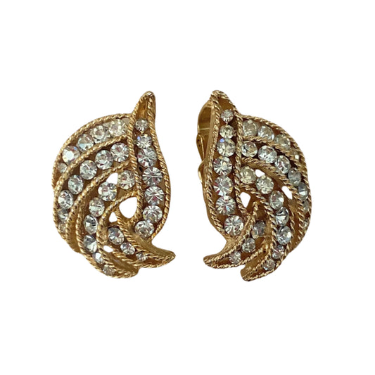 Crown Trifari Gold Plated Clip on Earrings