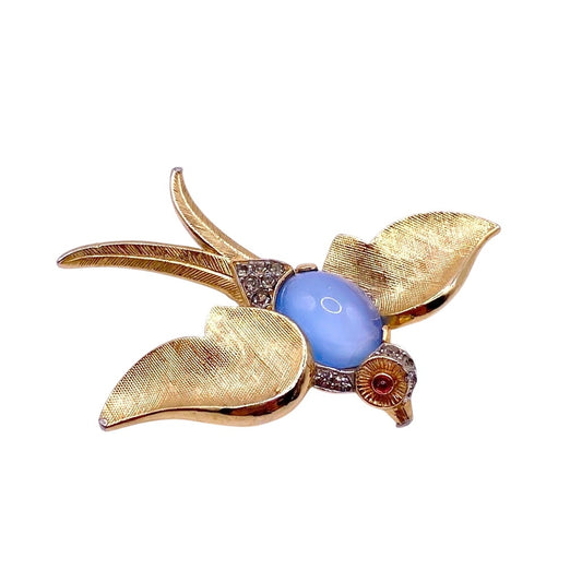 Crown Trifari Jelly Belly Brooch Blue Bird by Alfred Philippe