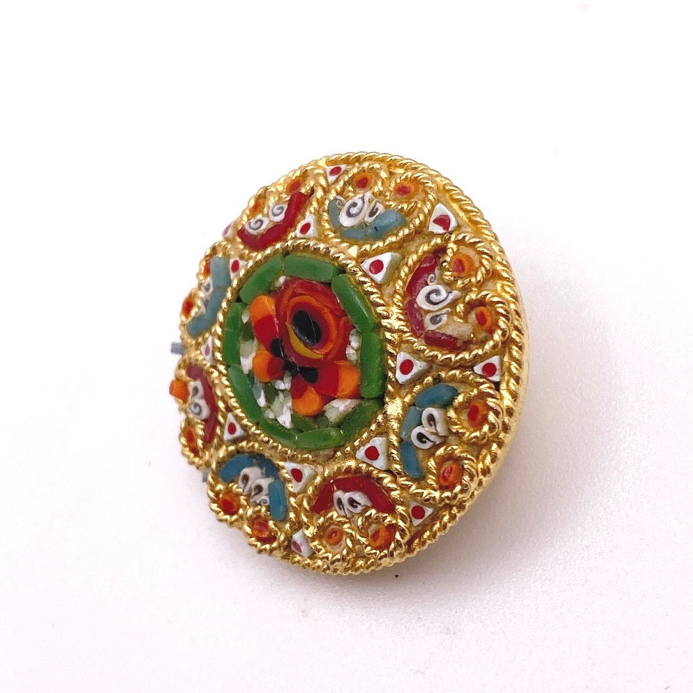 Micro mosaic Millefiori Italian Brooch Midcentury