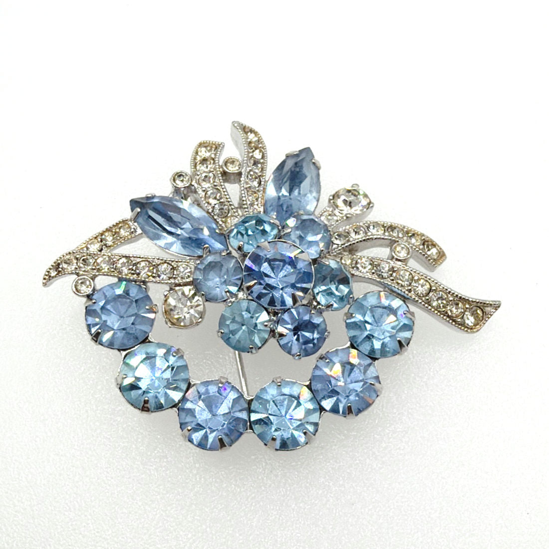 Eisenberg Sapphire Blue Rhinestones Brooch