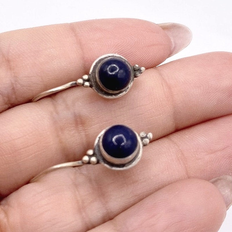 Vintage Sterling Silver and Lapis Lazuli Dainty Earrings