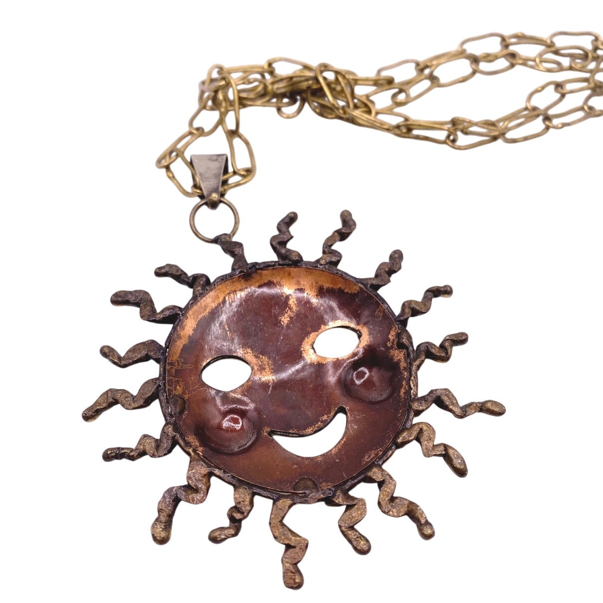 VTG Mixed Metal Sun Pendant Necklace