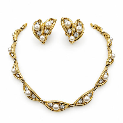 Bogoff Faux Pearls Necklace And Screw Back Earrings Set