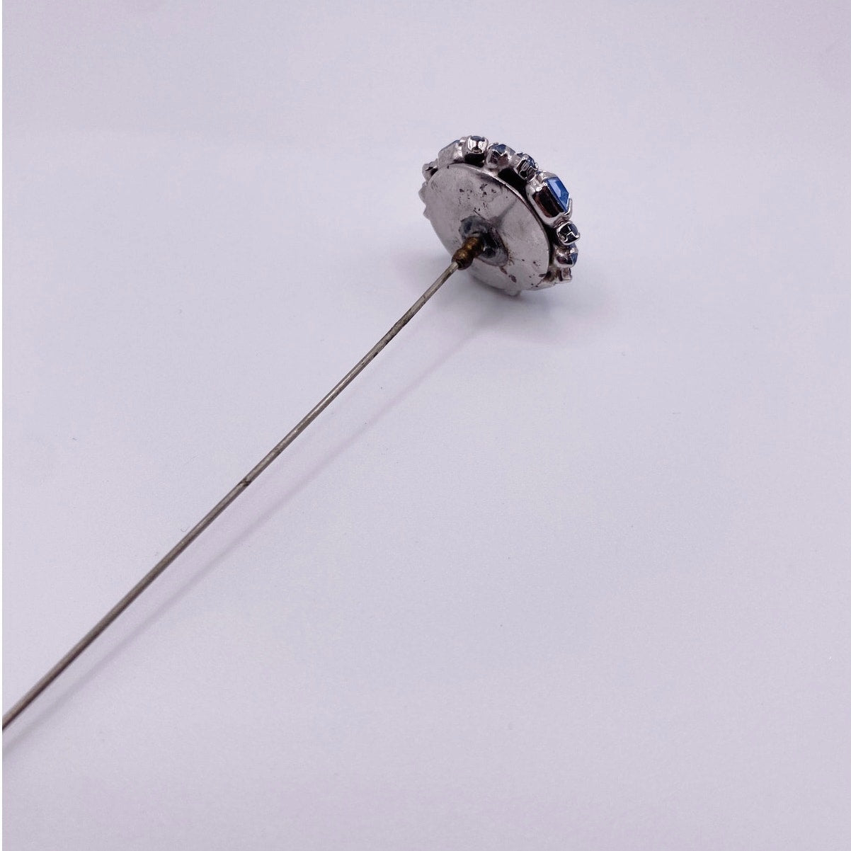 Antique Sapphire Blue Czech Glass Rhinestones Hat Pin 1900s-1910s Edwardian Era