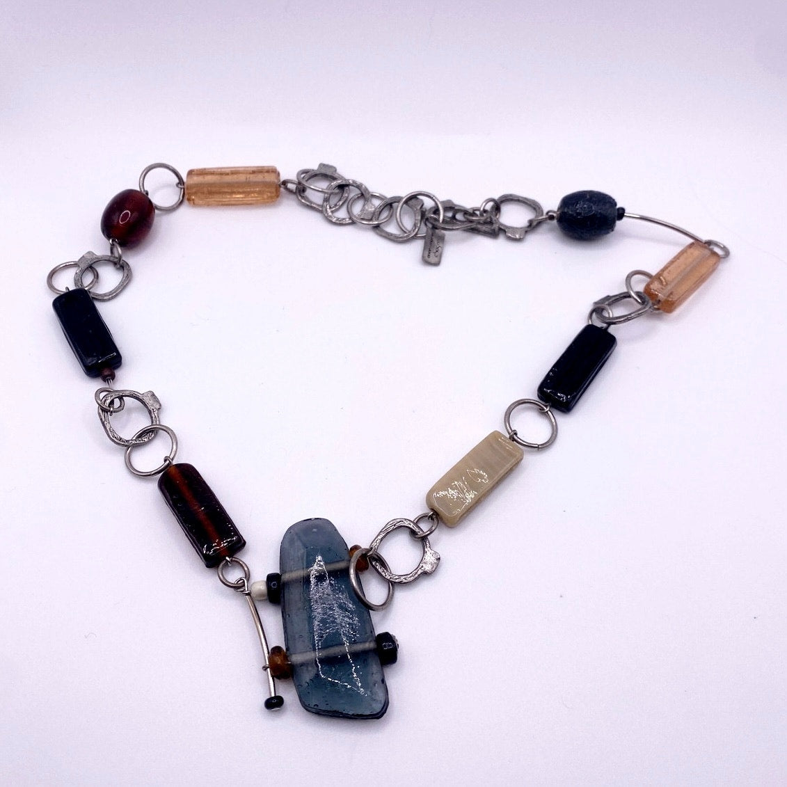Anne Marie Chagnon Signed Necklace With Blown Glass Beads