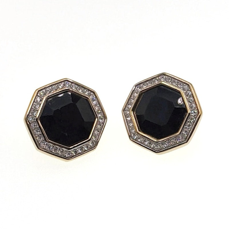 SAL Vintage Clip On Earrings With Rhinestones