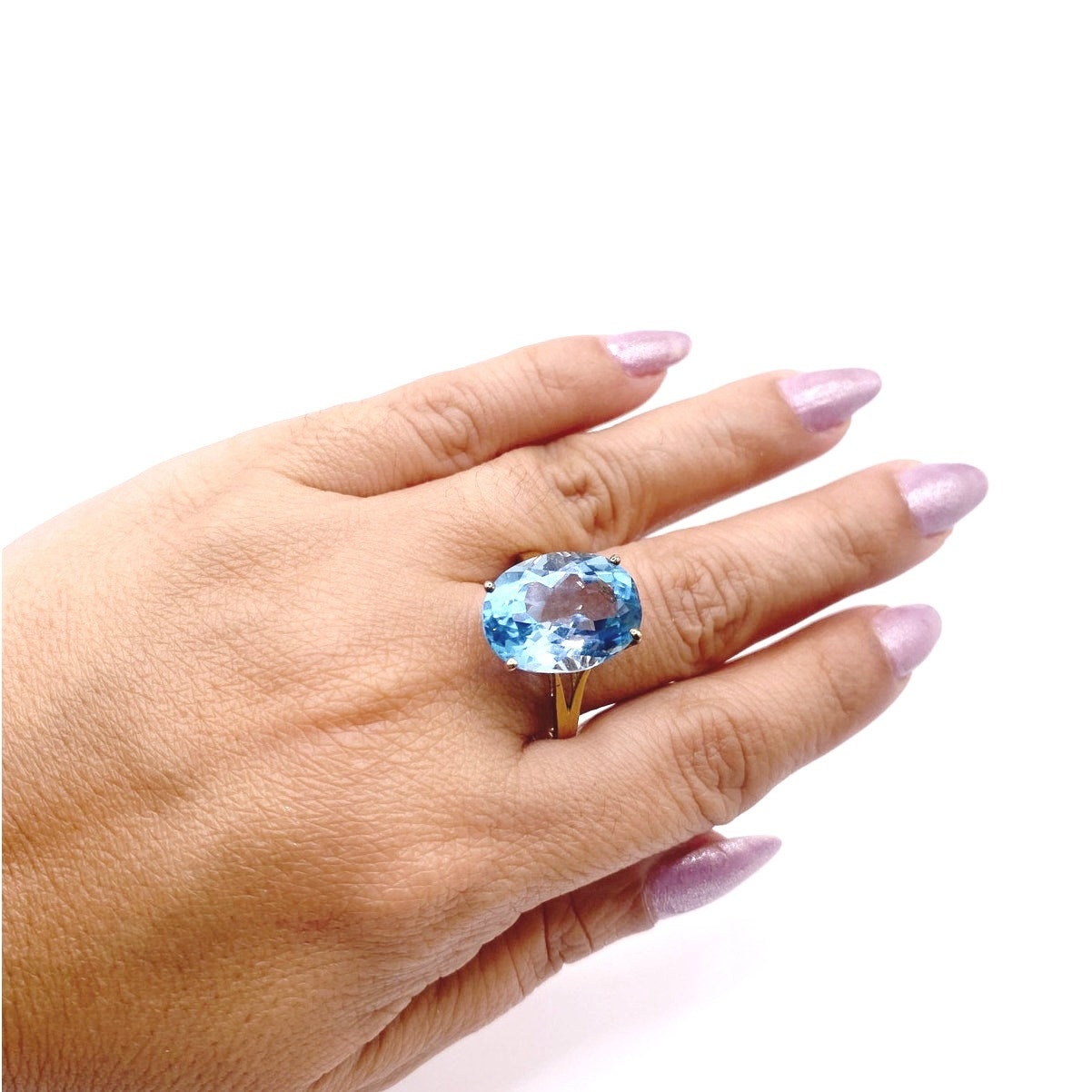 Cocktail Ring Gold Vermeil Sterling Silver With Topaz Size 8.5