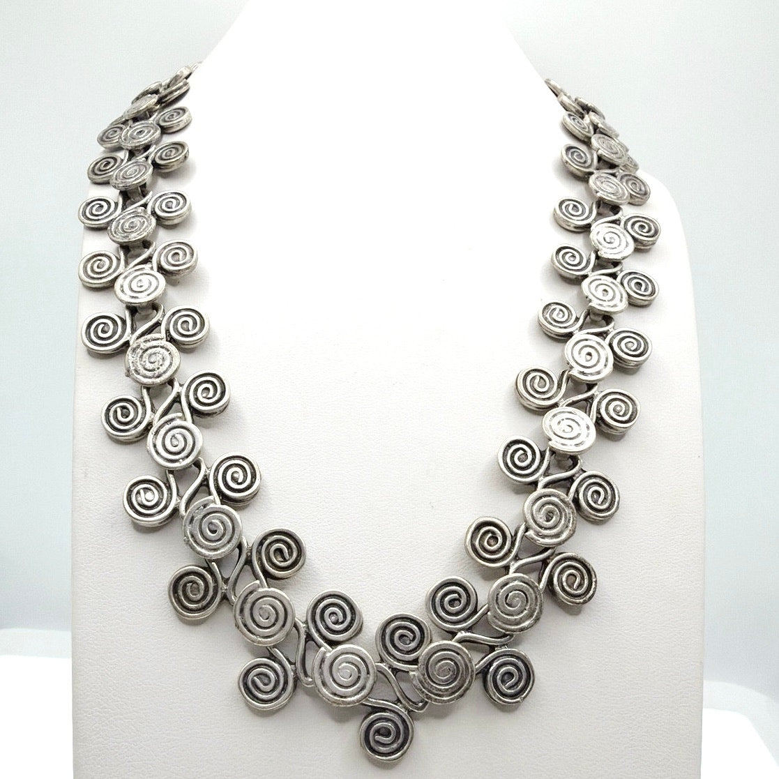 Silver Tone Vintage Arabic Art Metal Adjustable Necklace 22”