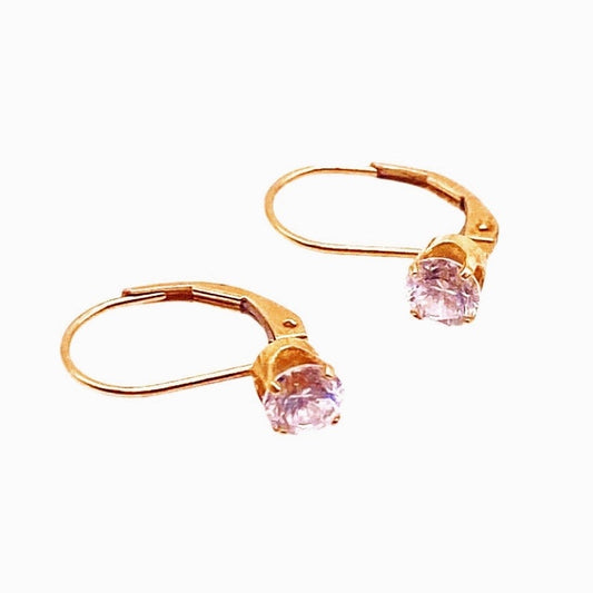 14k Laverback Earrings with CZ Crystal