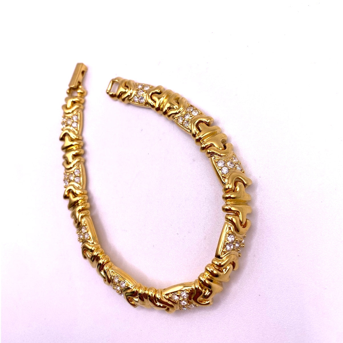Joan Rivers Gold Tone Tennis Bracelet with Rhinestones Size 8”