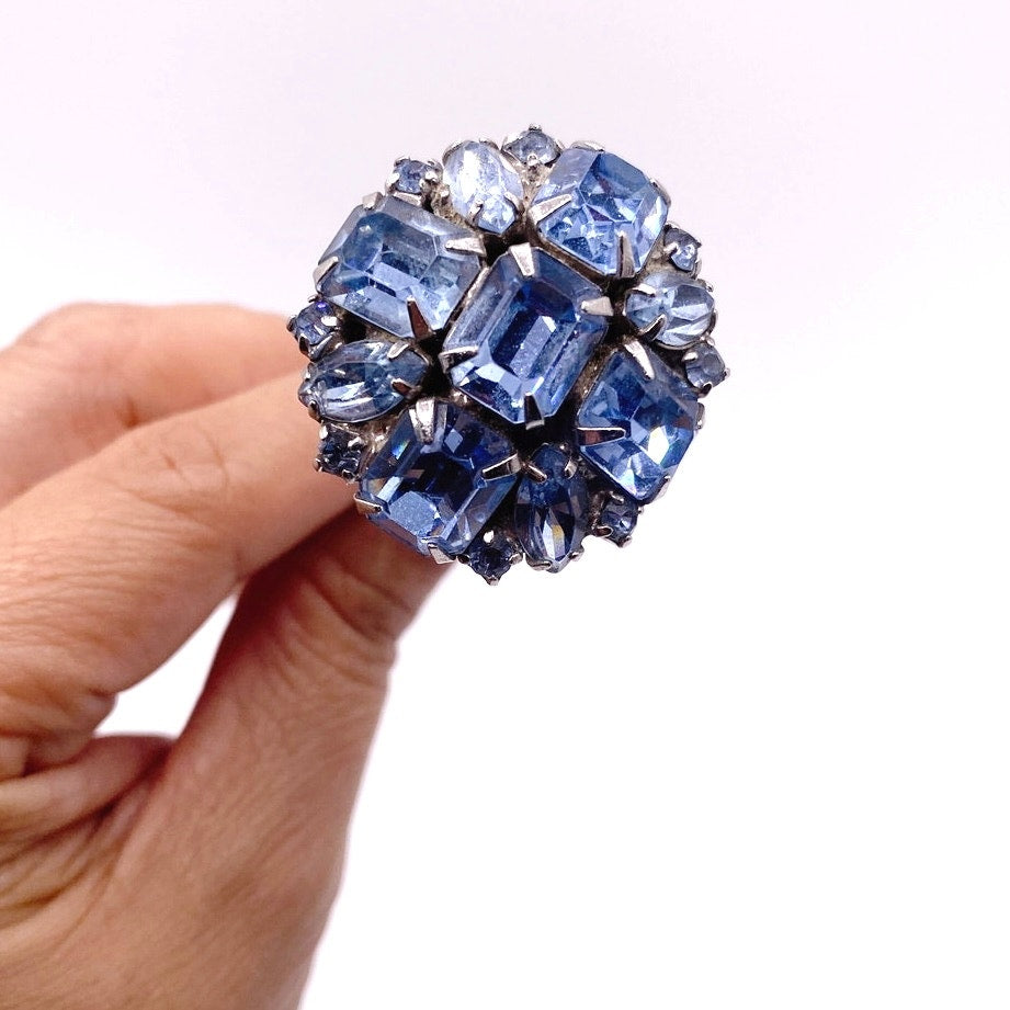 Antique Sapphire Blue Czech Glass Rhinestones Hat Pin 1900s-1910s Edwardian Era