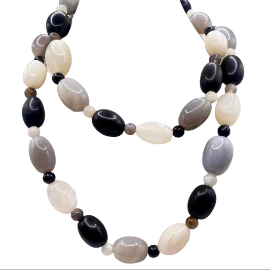 Necklace Agate and Quartz Beads 42”