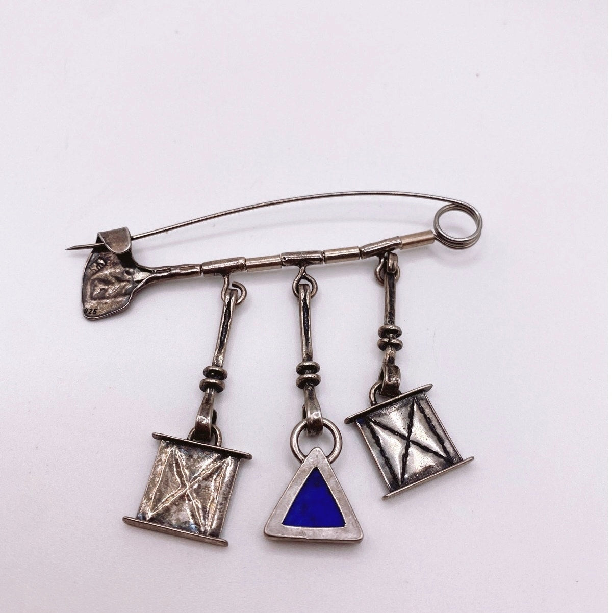 Sterling Silver Modernist Artesian Large Pin 3” Signed and Marked by Artist