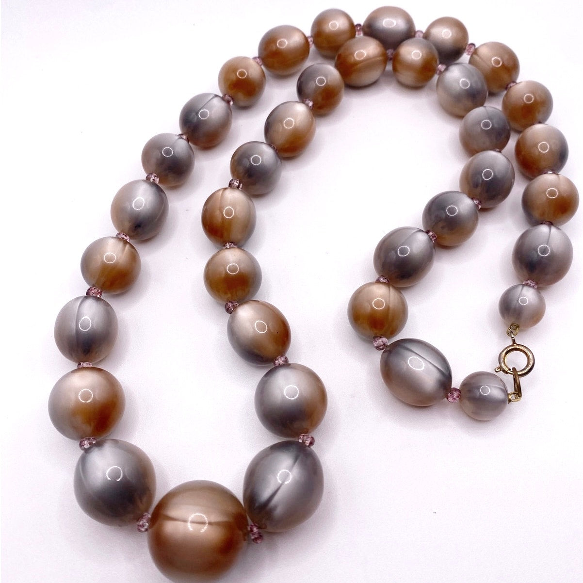 Vintage Moon Glow Lucite Iridescent Beautiful Gradient Beads 24”