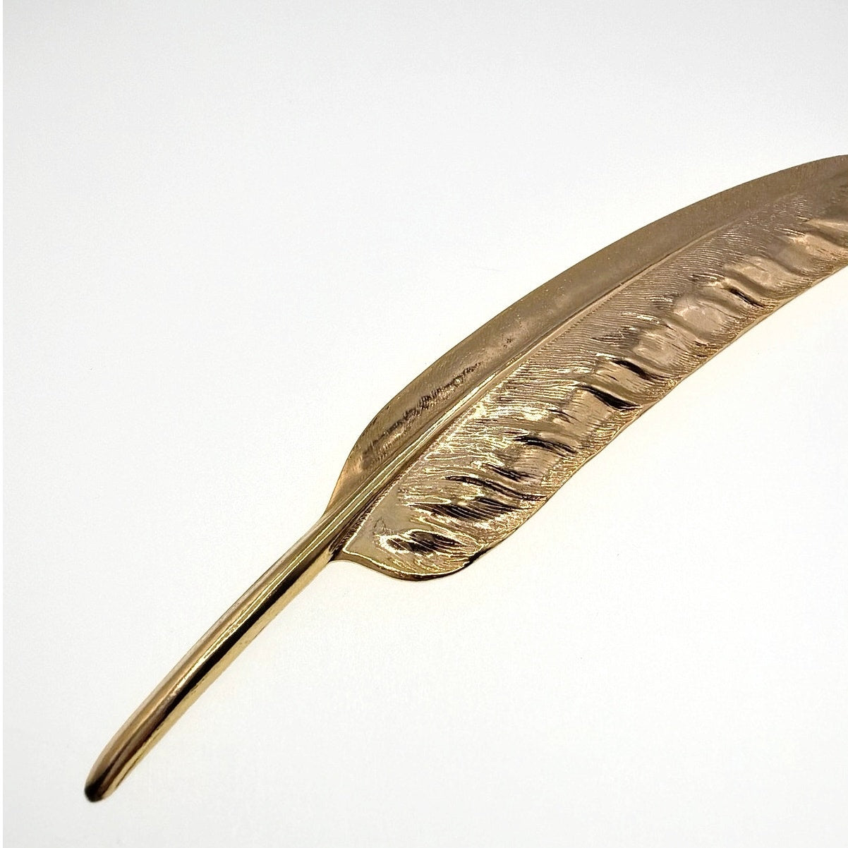Feather Vintage Gold Tone Brooch 6”