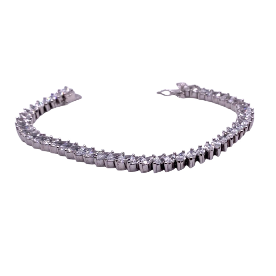 Dazzling Ice CZ Over Rhodium Tennis Bracelet