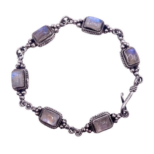 Vintage Moon Stone and Sterling Silver Bracelet