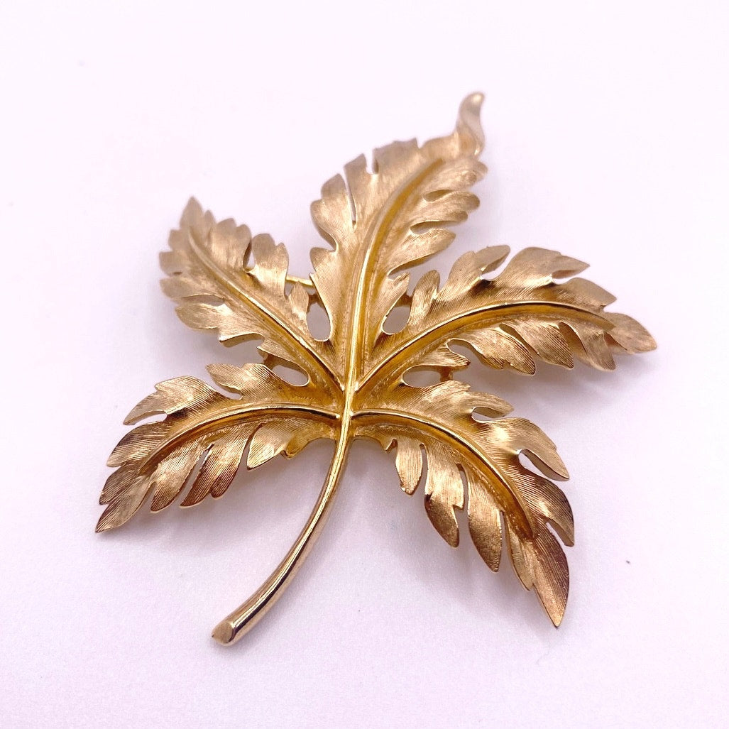 Crown Trifari Leaf Brooch