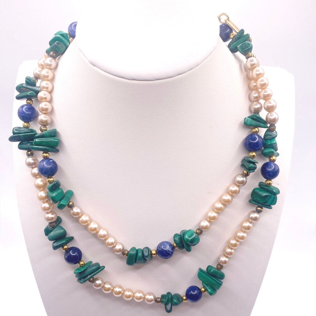 Vintage Dauplaise Faux Pearls and Gemstones 28”