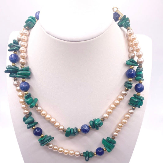 Vintage Dauplaise Faux Pearls and Gemstones 28”