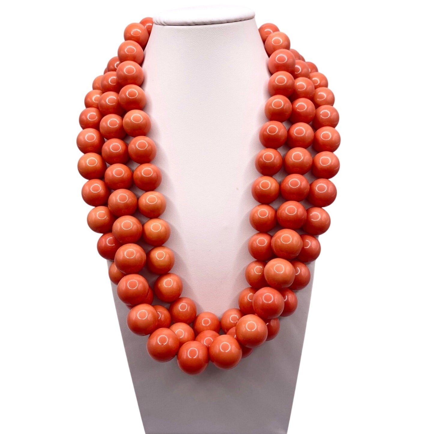 Bohemian Glass in Orange Coral Tone Coated with Sterling and moonstone closure