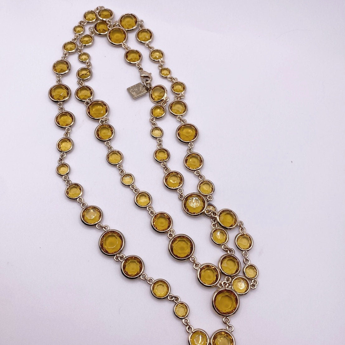 Vintage Anne Klein Large Necklace with Topaz Yellow Glass Stones