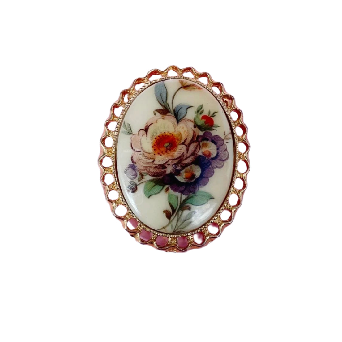 Vintage Hand Painted floral Pin