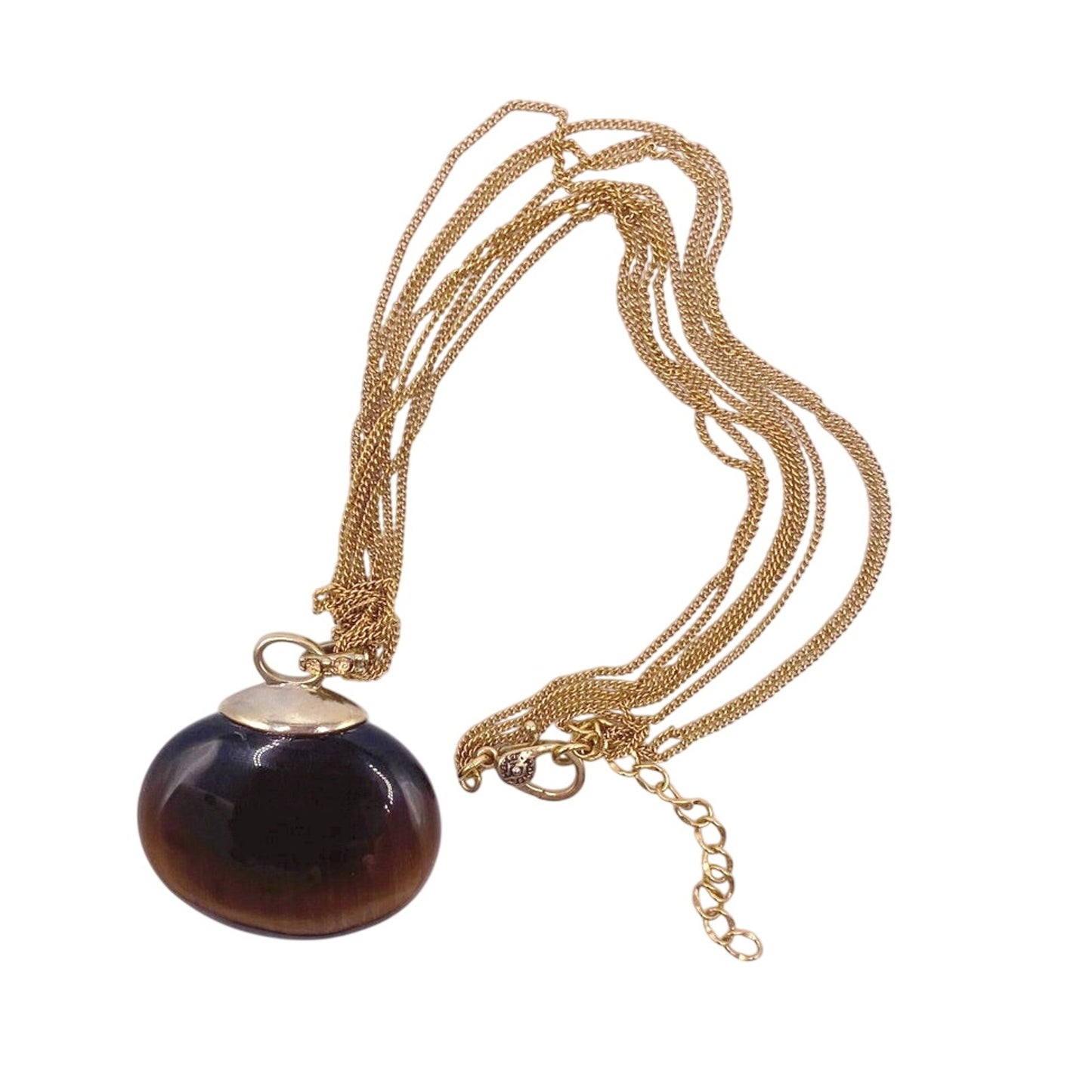 Monet VTG Obsidian Pendant and Chain 18”