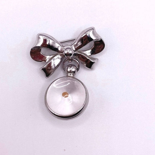 Vintage Coro Mustard Seed Brooch Silver-Tone Bow and a Lucite Resin Orb