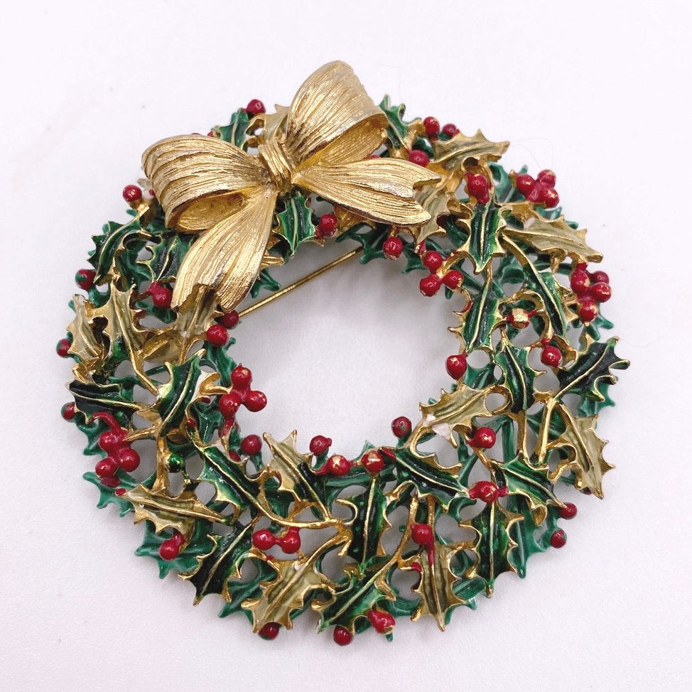 Weiss Vintage Christmas Crown Brooch 2.5' Long