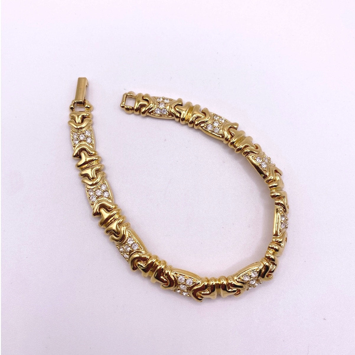 Joan Rivers Gold Tone Tennis Bracelet with Rhinestones Size 8”