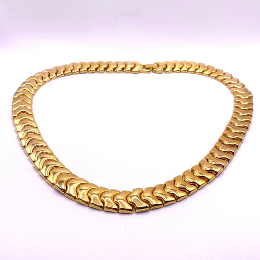 Vintage Gold Tone Necklace Retro Style With Panels Design 22”