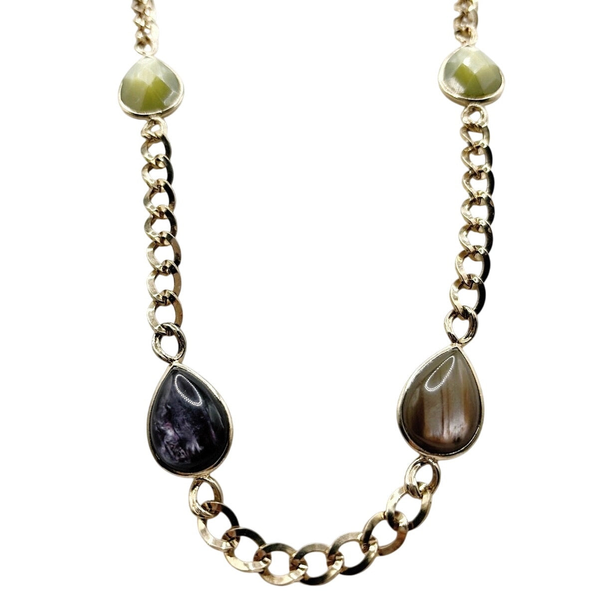 Vintage Retro Large Necklace 30" Long with Lucite Stones