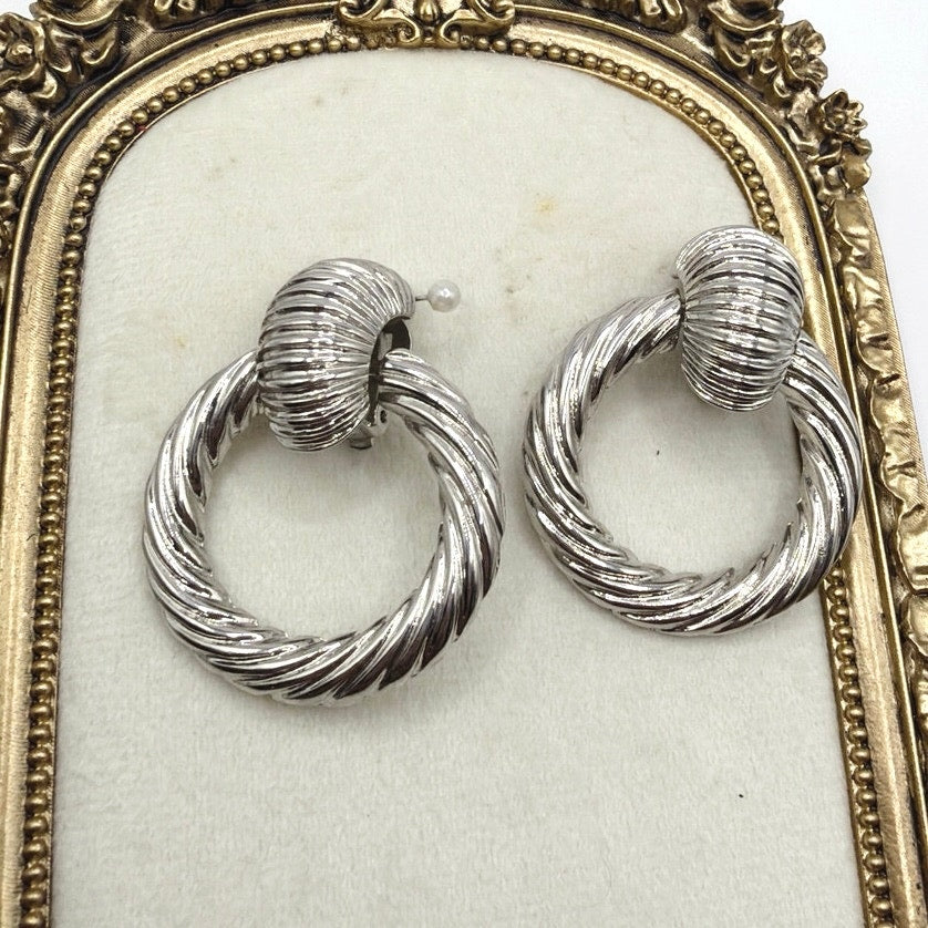 Statement Clip on Vintage Earrings Door Knocker Style 2”