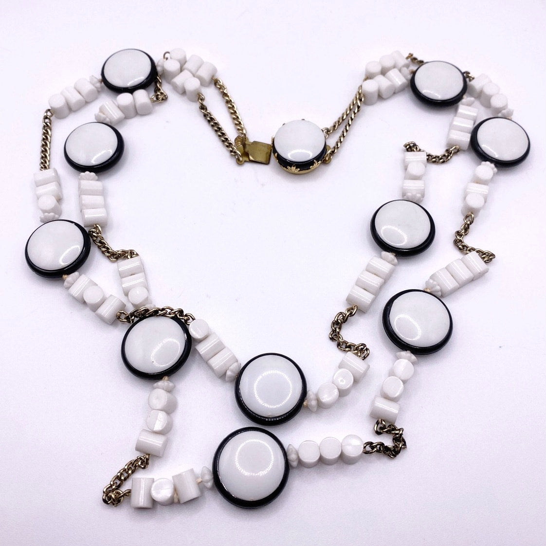 West Germany Black and White Plastic Necklace
