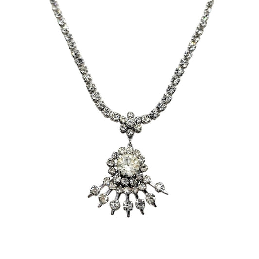 Art Deco Style Necklace 14” Vintage Rhinestones