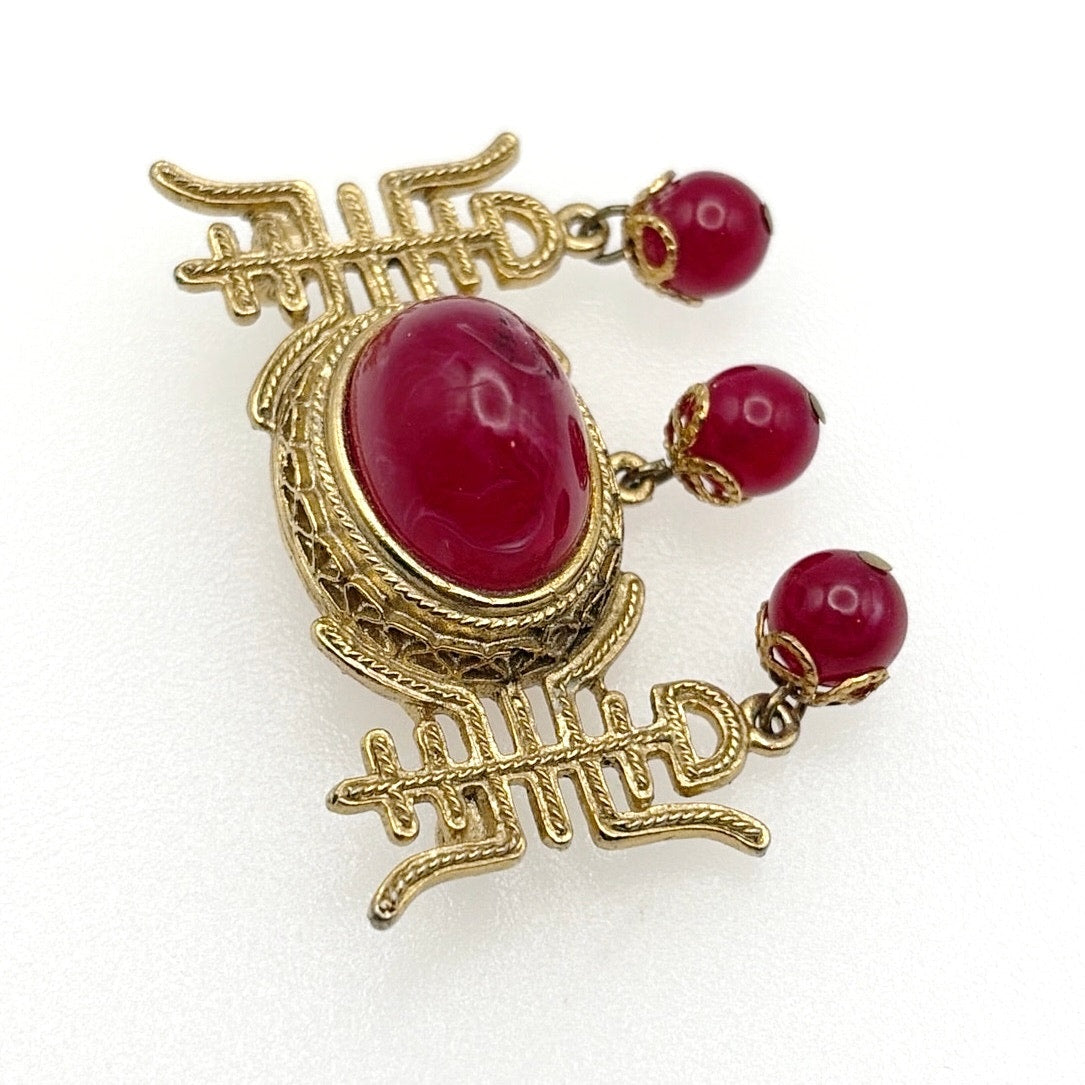Vintage Neon Pink Lucite Bar Brooch